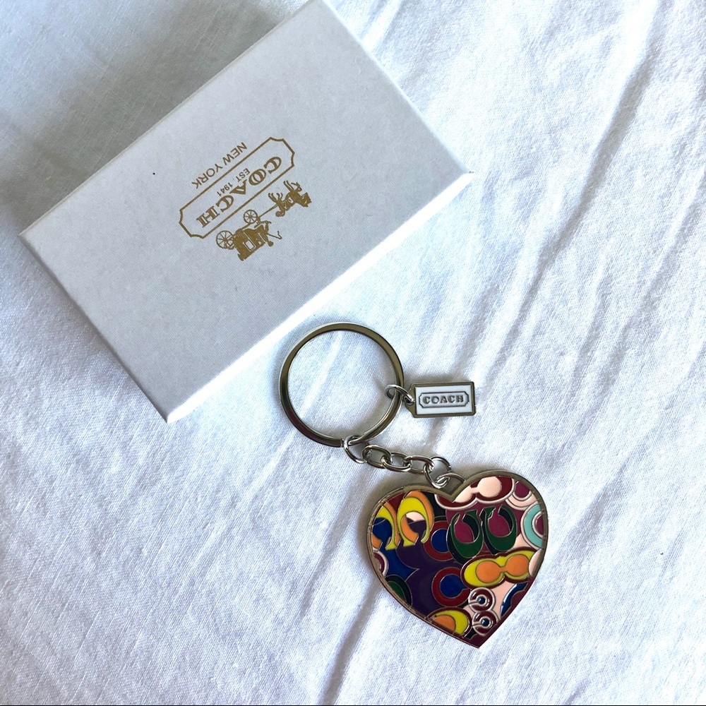 Coach Patchwork Heart Keychain Charm